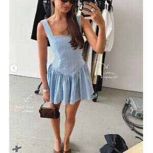 WeWoreWhat Blue Stripe Peplum Corset Mini Dress Size 2